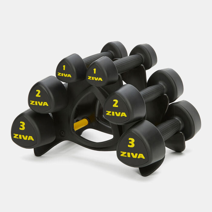 12kg Studio Dumbbell Set With Rack (Pairs of 1, 2 and 3kg)