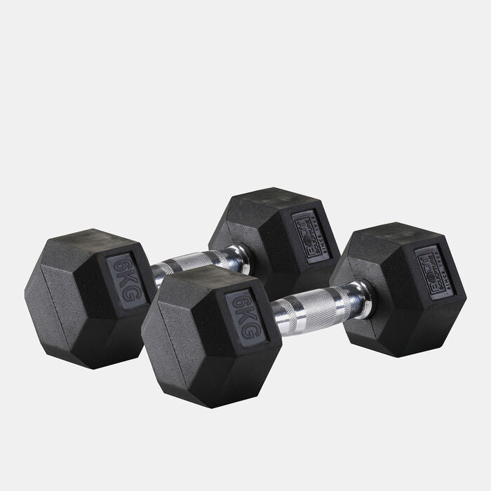 Hex Rubber Dumbbell - 6kg (1 Pair)