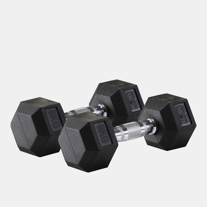 Hex Rubber Dumbbell - With Chrome Handle (8 Kg)