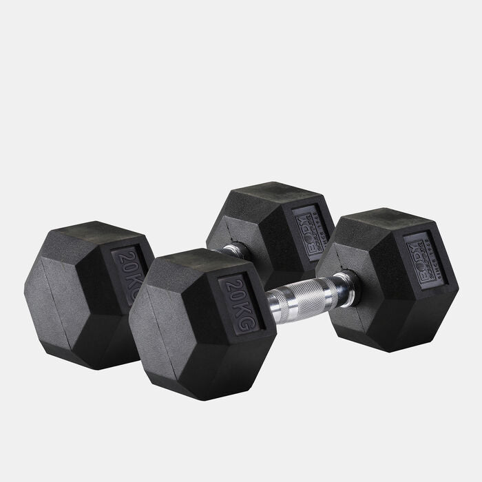 Hex Rubber Dumbbell - 20kg (1 Pair)